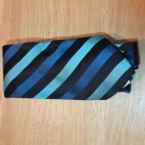 Stylish Teal, Black & Blue Striped Tie